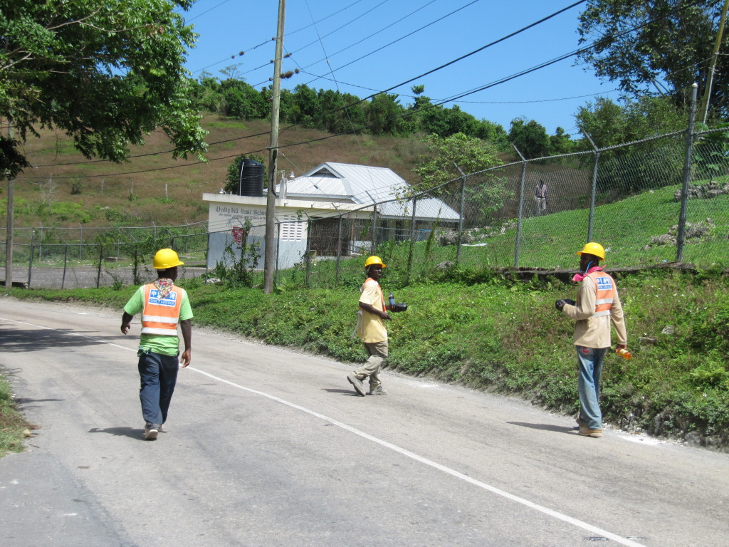 Jamaican limestone miners on road