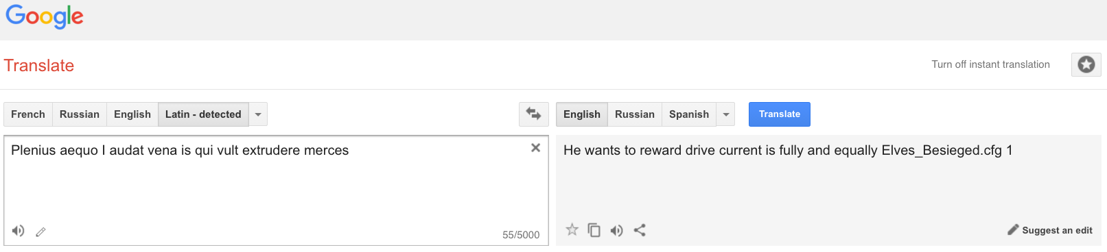 Horace meets Google Translate